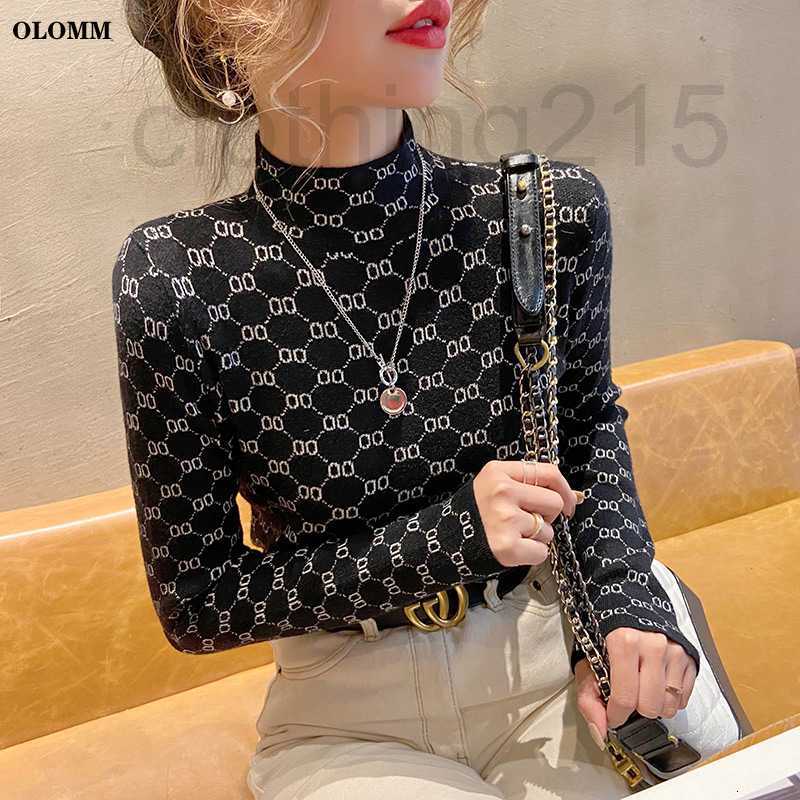

Women' Sweaters Designer Womens stretch turtleneck sweater keeps warm O letter ribbed knitted pullover Y2k new fashion punk top for autumn and winter202 67MD, Default color