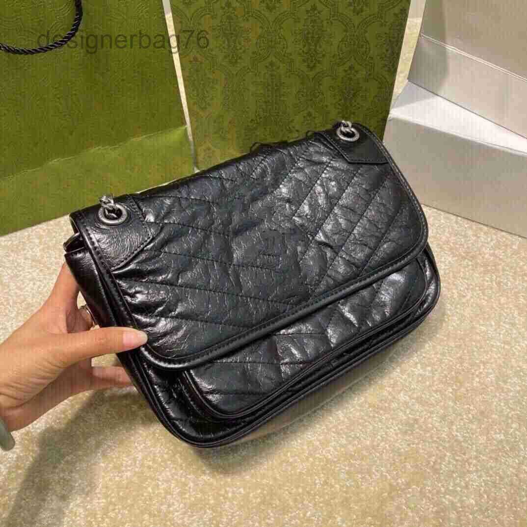 

Shoulder Hands Designer outlet Bag Puffer Chain Niki Siant Lourant Yanglin Classic Women's Postman Oil Wax Cowhide Crossbody Net Red SL4F, Black 28cm