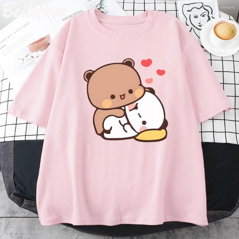 

Women's T Shirts Panda Bear Bubu Dudu Shirt Couple Tops Love You Cute Print Summer Short-Sleeved O-neck Cotton Casual Harajuku Woman Tees, White2