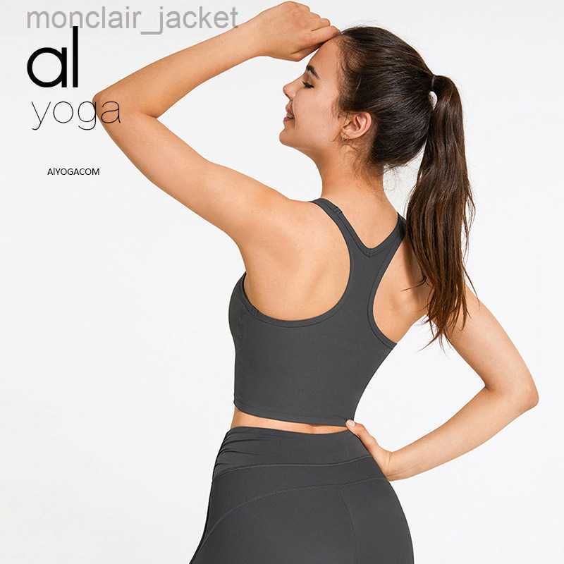 Designer Brand Tank Top Alos Yoga Sports Rib Fabric Vest with Chest Pad to Gather Shockproof and Beautiful Back Yoga Bra Underwear Lululemens Women