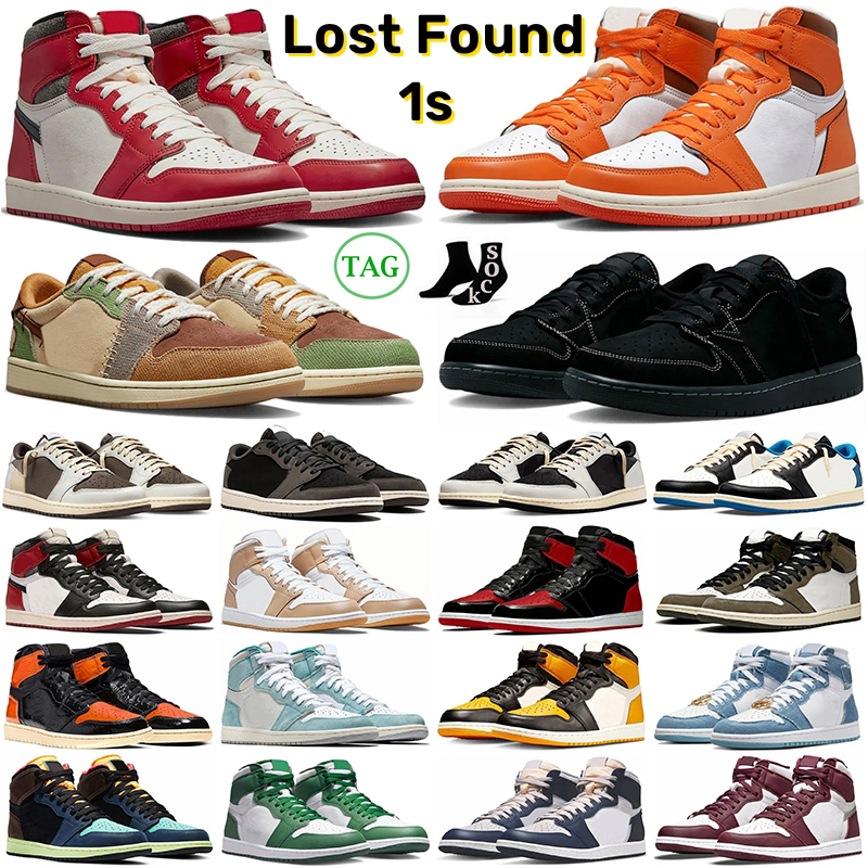 

Lost And Found 1 Basketball Shoes Jumpman 1s lows Black Phantom Reverse Mocha Starfish Gorge Green Voodoo Bred Patent Men Women Outdoor, 14