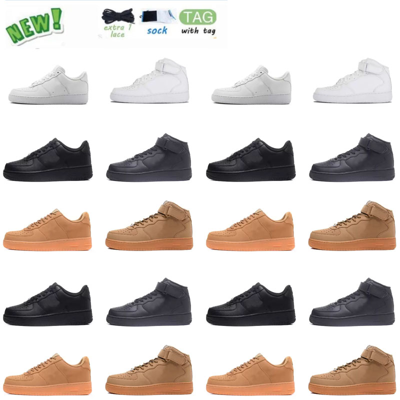 

Wholesale Mens Women Fly Knit One Skateboarding White Black Wheat Airforces Ones High Cut Trainers Forces 1S Low 07 Sports Sneakers, A-b001