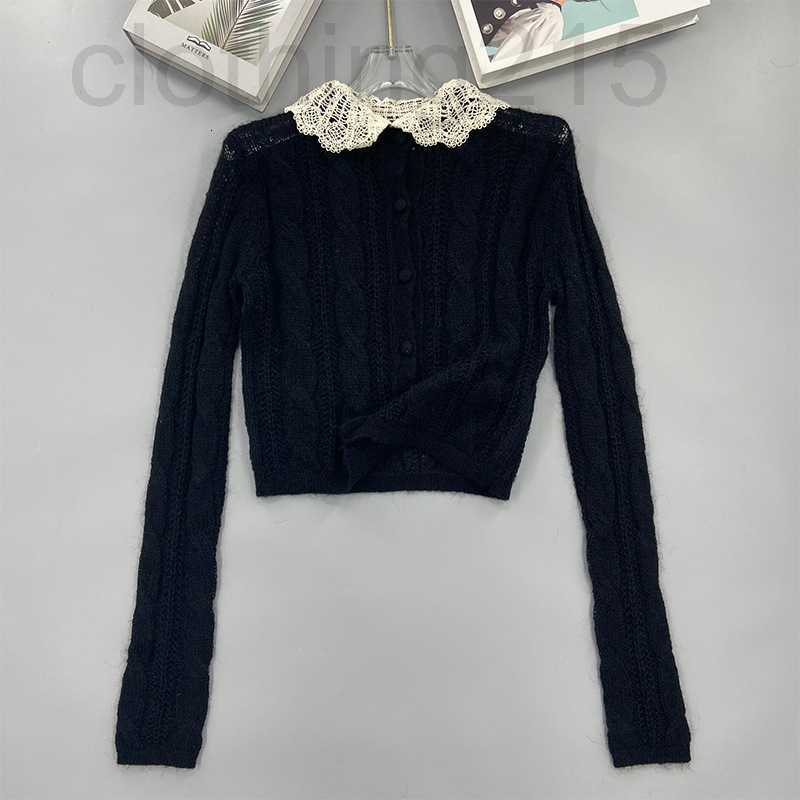 

Women' Knits & Tees Designer MIU doll collar sweet knitted long-sleeved cardigan mohair light coat new in autumn and winter 2022 SQ9P, Black