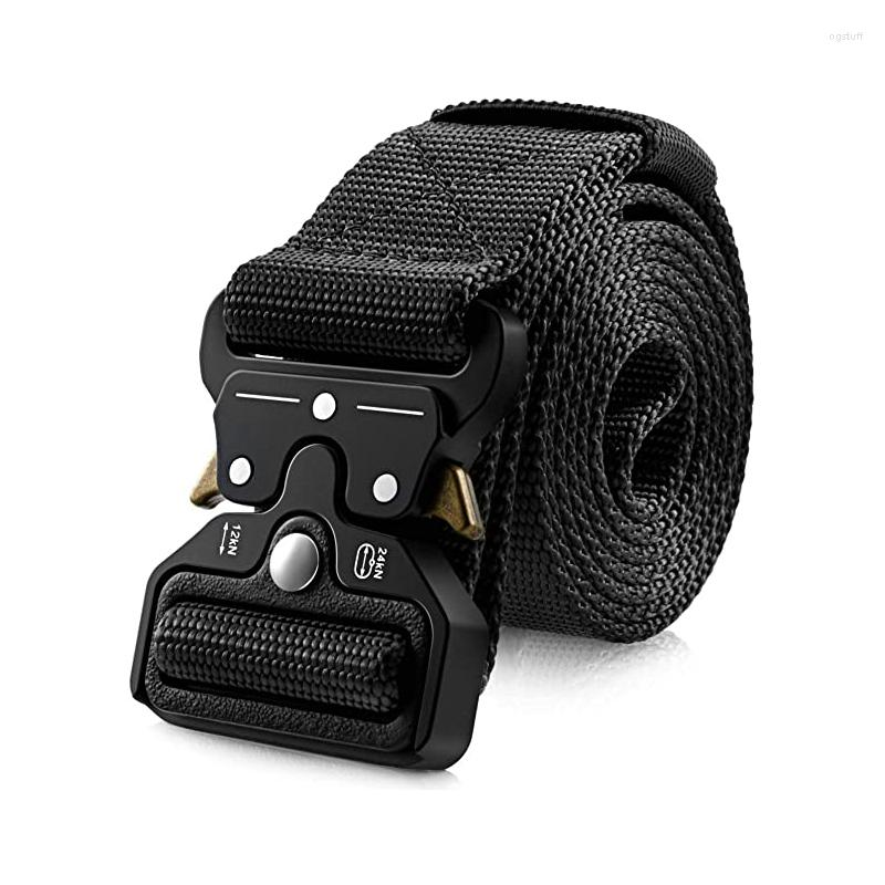 

Belts Tactical For Men Work Military Utility Nylon Belt Heavy-Duty Quick-Release Buckle 125CM, Black