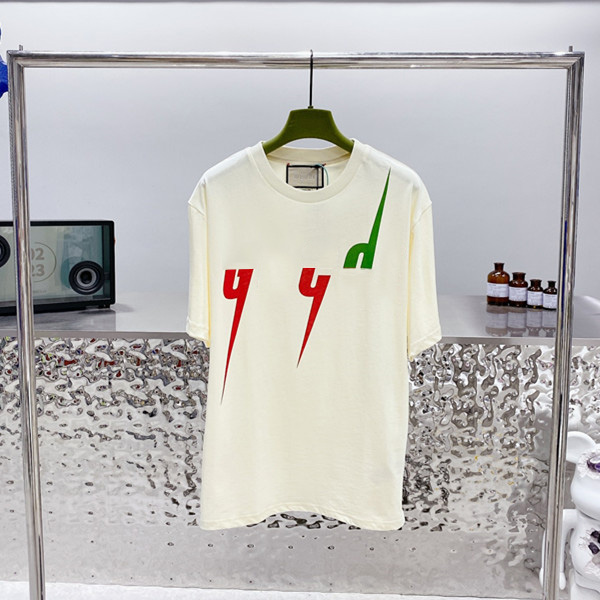 

Italy designer brands xxxl shirts mens womans Fashion Cotton two G lightning Graphic letter print Black white Round neck Classics Luxury clothes T-Shirts tee tops, G u c c i