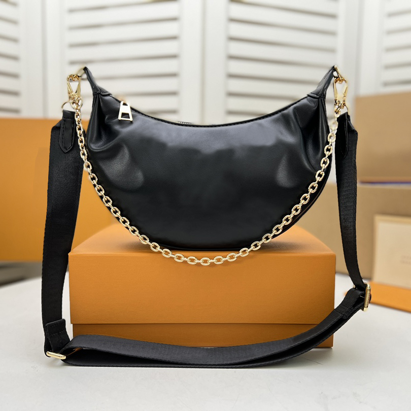 

7A Bags Half Moon Women Purse Cowhide Handbags Both Shoulder Straps Are Removable Dinner Bag, White