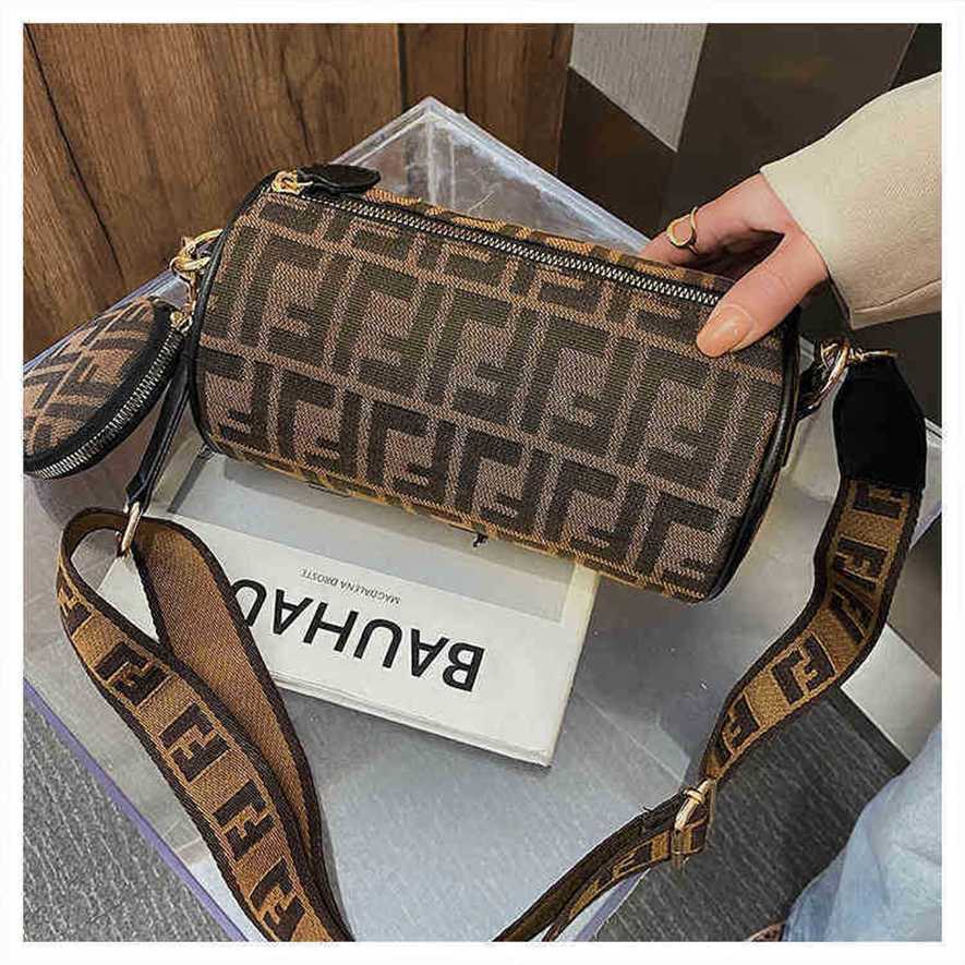 

Cheap Bags Wholesale Handbag bags of Autumn and style messenger wide belt simple cylinder pillow old flower Boston women's sales, Picture color