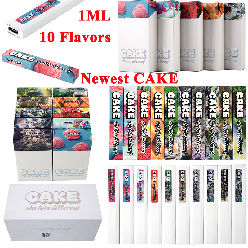 

IN STOCK Newest CAKE 5th Disposable Vape Pens Rechargeable E Cigarettes 1ml Empty Device Pods Packaging 280mAh Battery Start Kits Thick Oil Vapes