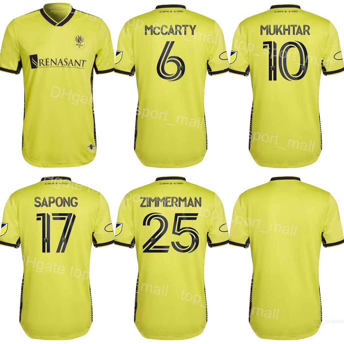 

22-23 MLS Soccer Nashville SC 10 Hany Mukhtar Jerseys 17 CJ SAPONG 25 Walker Zimmerman 4 Dave Romney 5 Jack Maher 8 Randall Leal Football Shirt Kits Custom Name Number, Yellow