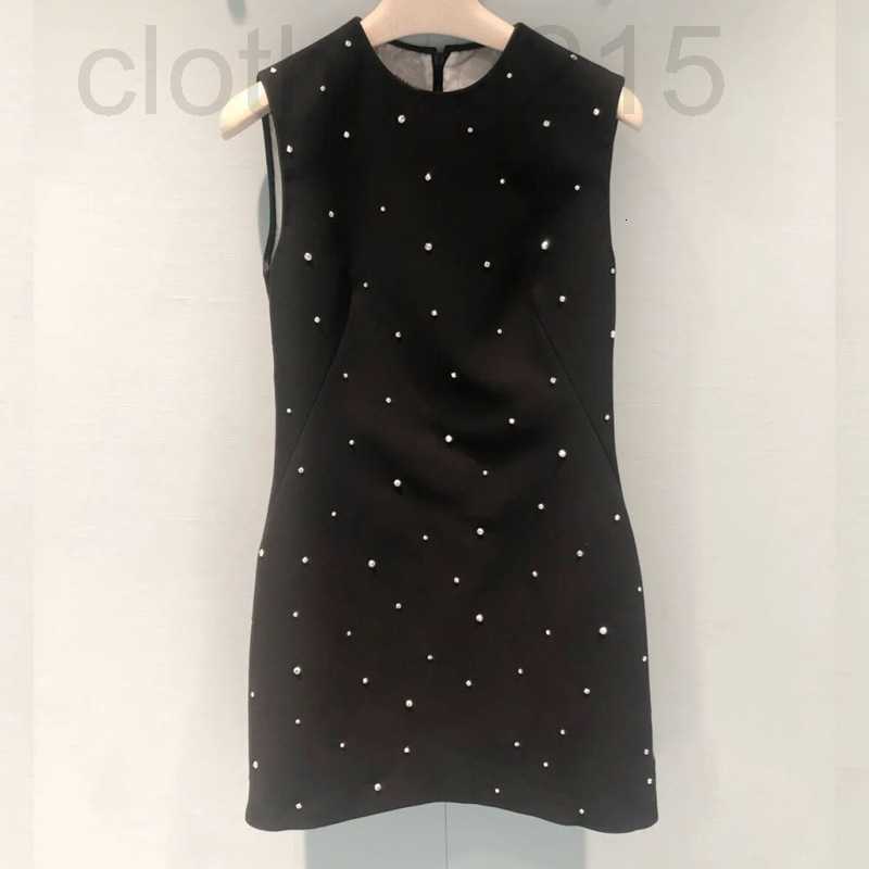 

Casual Dresses Designer 2022 new diamond-encrusted sleeveless dress with the same full star beaded round neck black slim skirt 4JC5, Black5