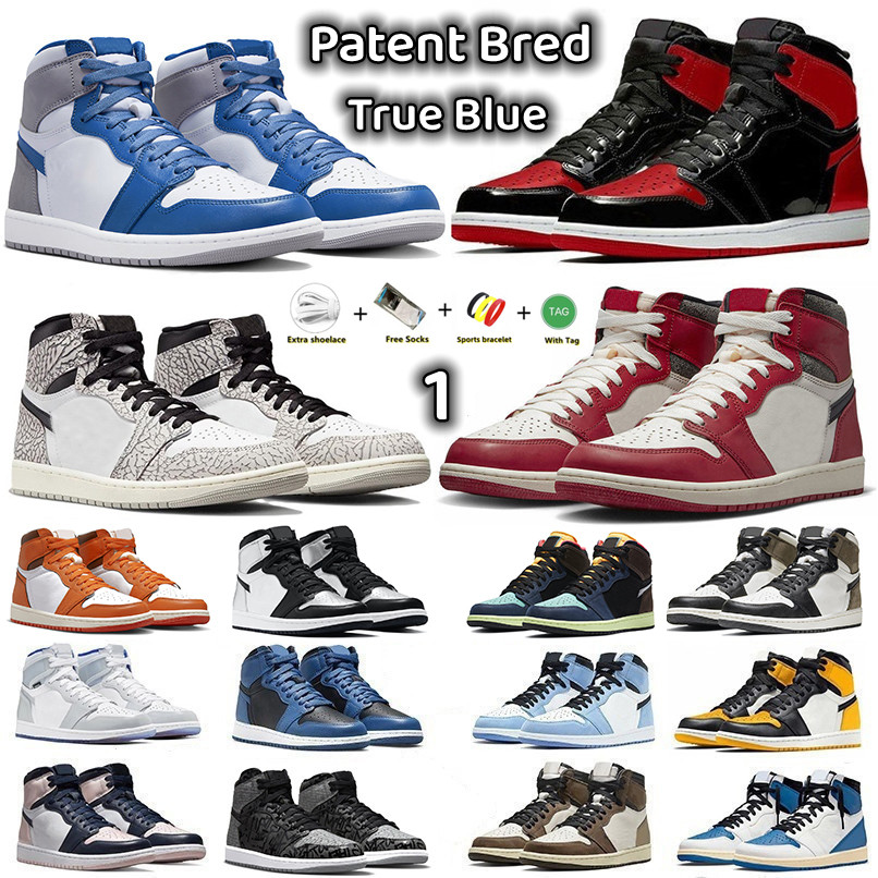 

Jumpman 1 1s High Og Basketball Shoes Patent Bred Lost Found Starfish True Blue White Cement Bio Hack Dark Mocha Twist Yellow Toe Men Women