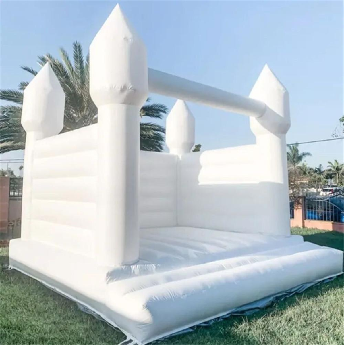 

Outdoor Jumping 4x4m Bouncer Inflatable Wedding Bouncy Castle White Bounce House With PVC Base Oxford walls For Adults And Kids