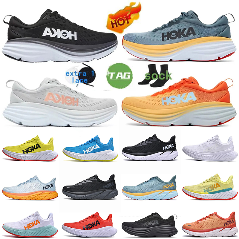 

HOKA ONE ONE Bondi 8 running shoes mens triple black white Amber Yellow summer song Anthracite Castlerock Goblin Blue men women designer sneakers trainers size 45, #23 clifton 8 (2) blanc de blanc