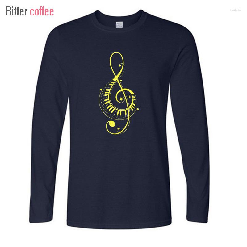 

Men's T Shirts Autumn Fashion Shirt Men Piano Key Music Clef Note Leisure Time T-Shirt Men's Long Sleeve Printing Tops Tees