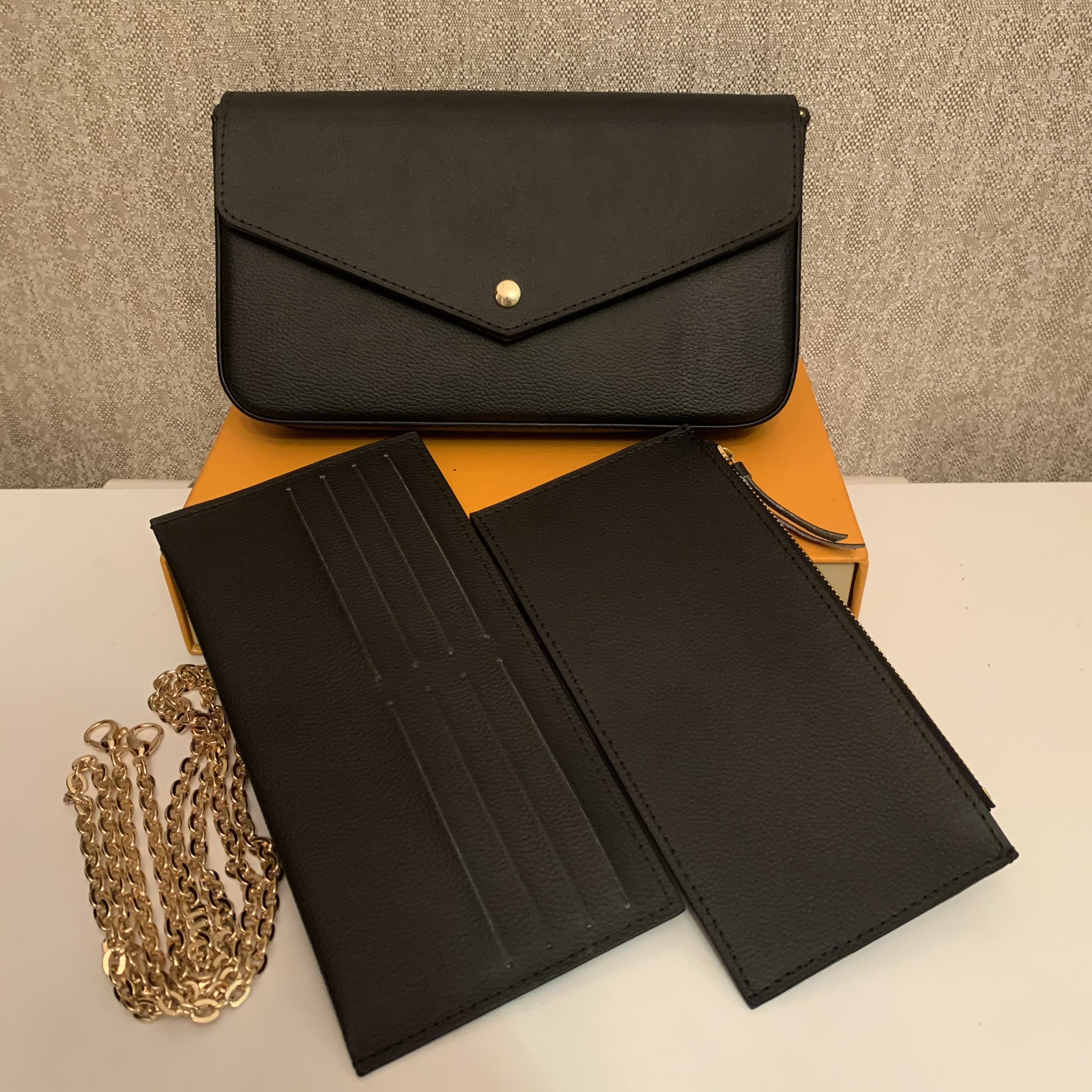 

Elegant 5a luxurys bag favorite multi accessories 3 pcs/set women crossbody purse messenger bags handbags flowers shoulder lady leather, Brown flower#2