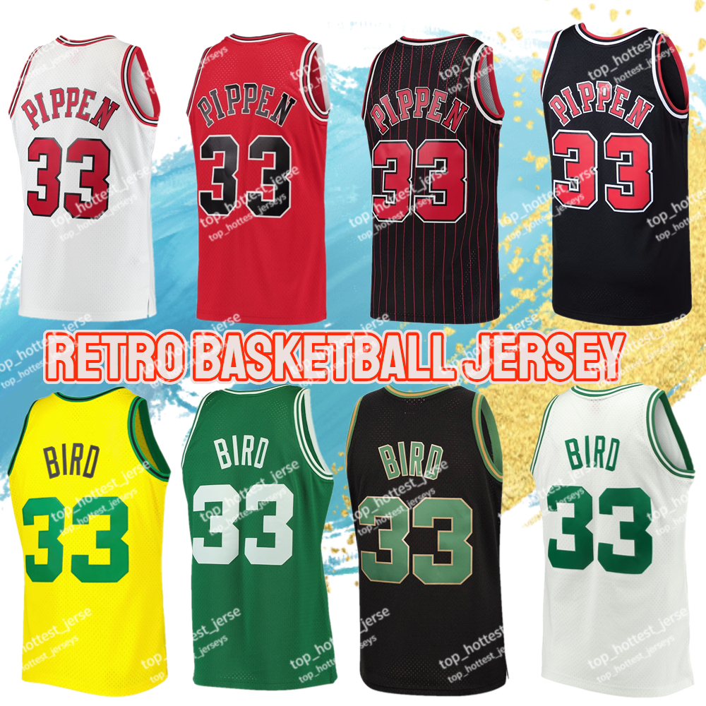 Retro Larry 33 Bird Basketball Jersey 33 White Green Red Pippen Mens Basketball Jerseys Stitched M&N Throwback Outdoor Uniforms
