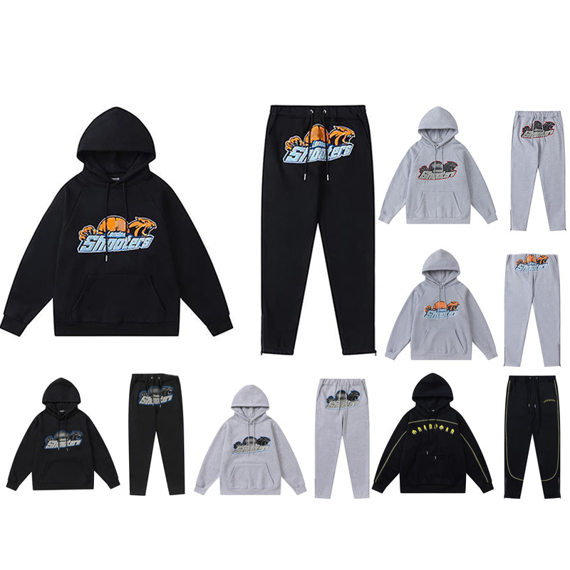 

Mens Tracksuit Fleece Rainbow Trapstarter Towel Logo Embroidery Longsleeves Hooded Sportswear Women Sport Suit Trousers With Zipper, Extra shipping cost