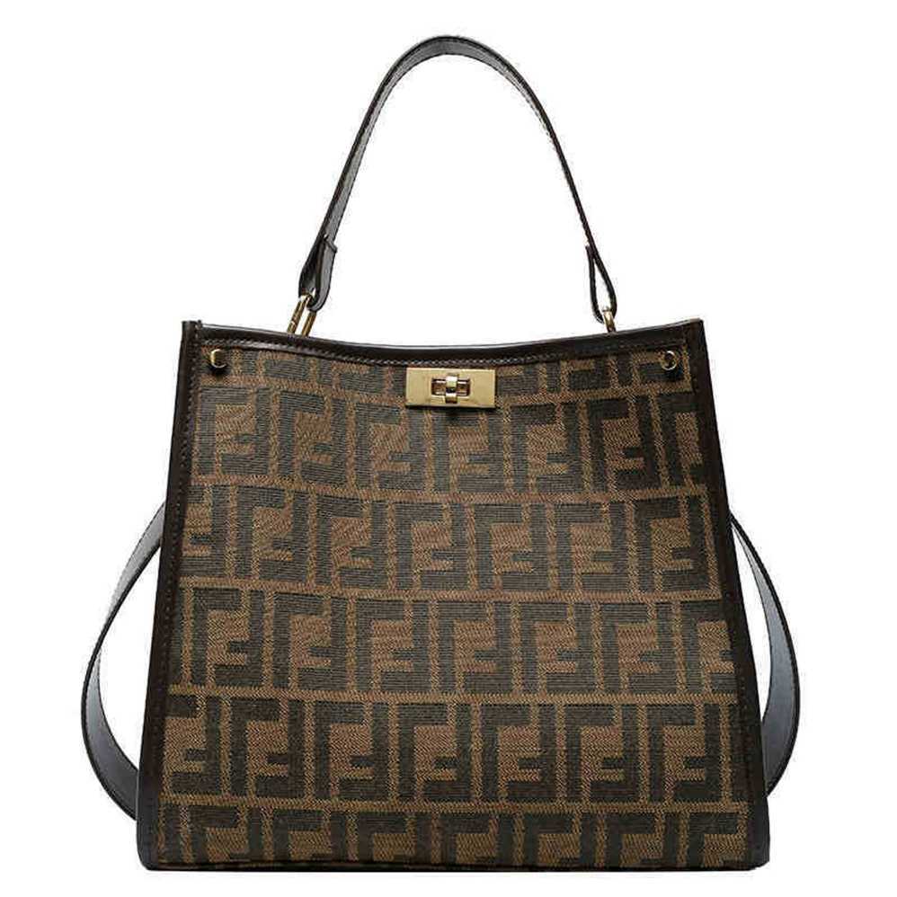 

Designer handbag Store 70% Off Handbag bags of trend Tote Canvas women's personality messenger printing big portable shoulder37QM sales, Brown1