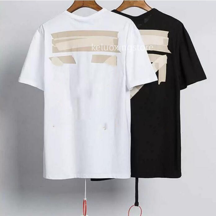 

Summer Fashion Brand White Black Mens t Shirts Ow Religious Oil Painting Direct Spray Arrow Tshirts Hip Hop Short Sleeve Loose Men Tops Tees Women Large Fat T-shirt, Cus1