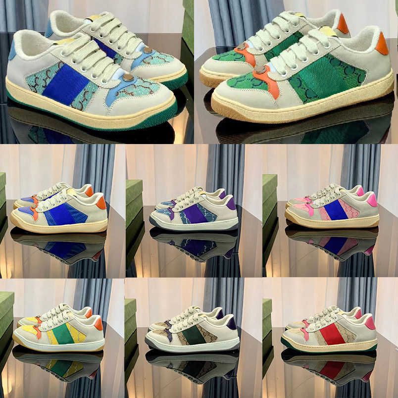 

With Box Designer Sneakers GGity Shoes Designer Vintage Screener Casual Dirty Shoes mens shell Sneakers Canvas Classic Leather Web Butter vR