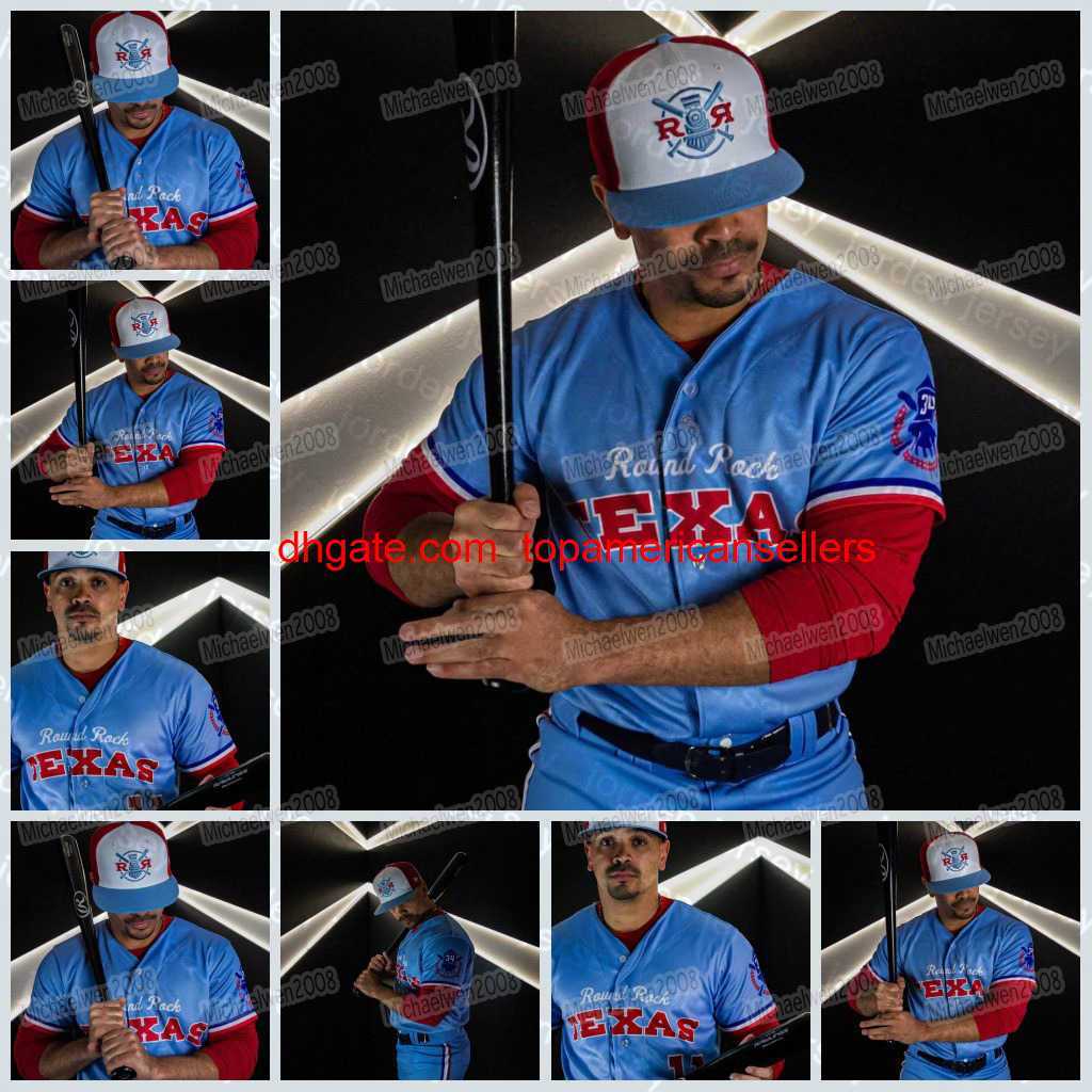 

Custom Baseball Jerseys Round Rock Express Jersey 100% Double Stitched Embroidery V, Blue