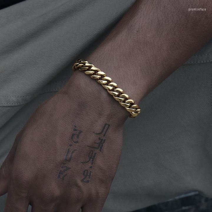 

Chains 8MM 14K/White Gold Plated Miami Cuban Link Bracelet