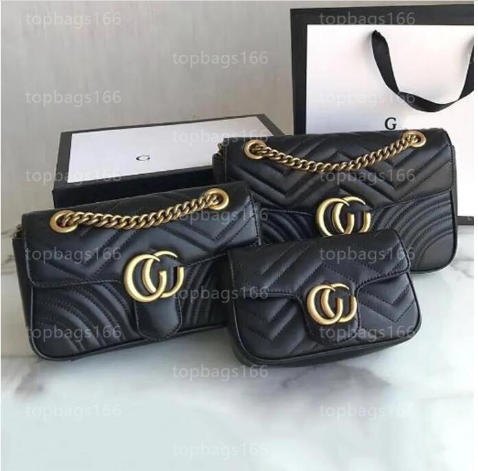 

2023 New designer bags fashion women shoulder chain bags clutch handbag leather marmont messenger package leather designer bag tote bag, Black