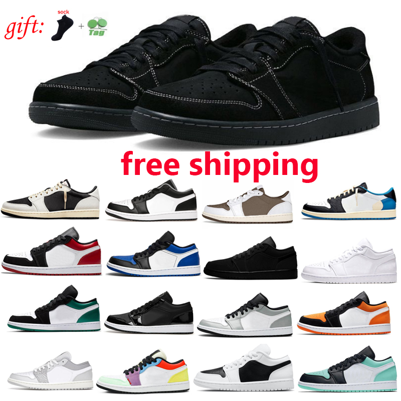 

Top Fashion Jumpman 1 Low Basketball Shoes 1s Reverse Mocha Black Phantom Voodoo Fragment Lows Panda UNC Tear Away Silver Mens Trainers, 43