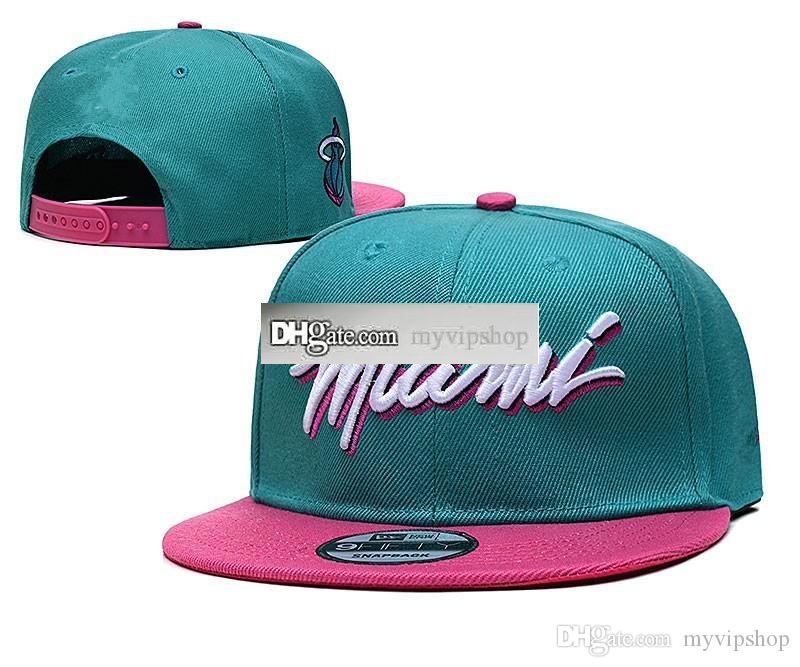 

2022 Men's Sport Snapback Caps Flat Brim Green Pink Color Miami M&N Designer Hats Mesh Adjustable Design Baseball Gorra, Vip-07