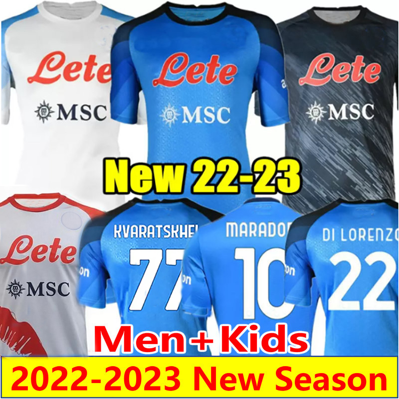 

OSIMHEN 22 23 Napoli soccer jerseys Naples ELMAS LOBOTKA football shirt KVARATSKHELIA ZIELINSKI LOZANO Maradona SIMEONE DEMME MINJAE DI LORENZO maillots de foot, 22-23 3rd +patch