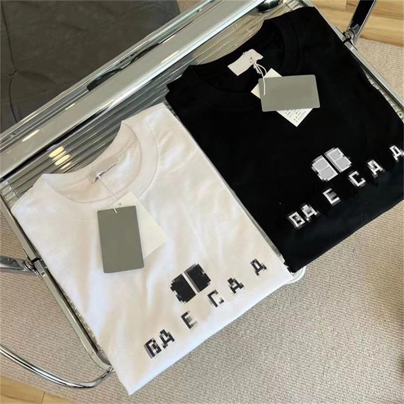 

2023 New Paris New Letter Fuzzy Short Sleeve Men's and Women's Lovers Round Neck Loose T-shirt, 02
