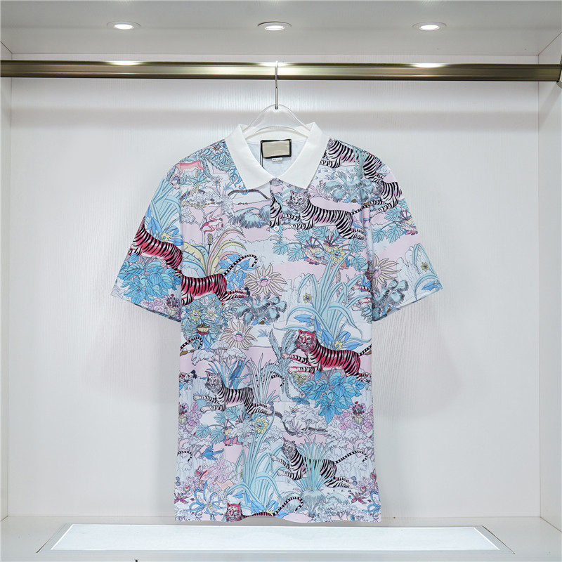 

Summer Polos Fashion Embroidery Mens Polo Shirts Classic tiger pattern T Shirt Men Women High Street Casual Top Tee Multi Colors