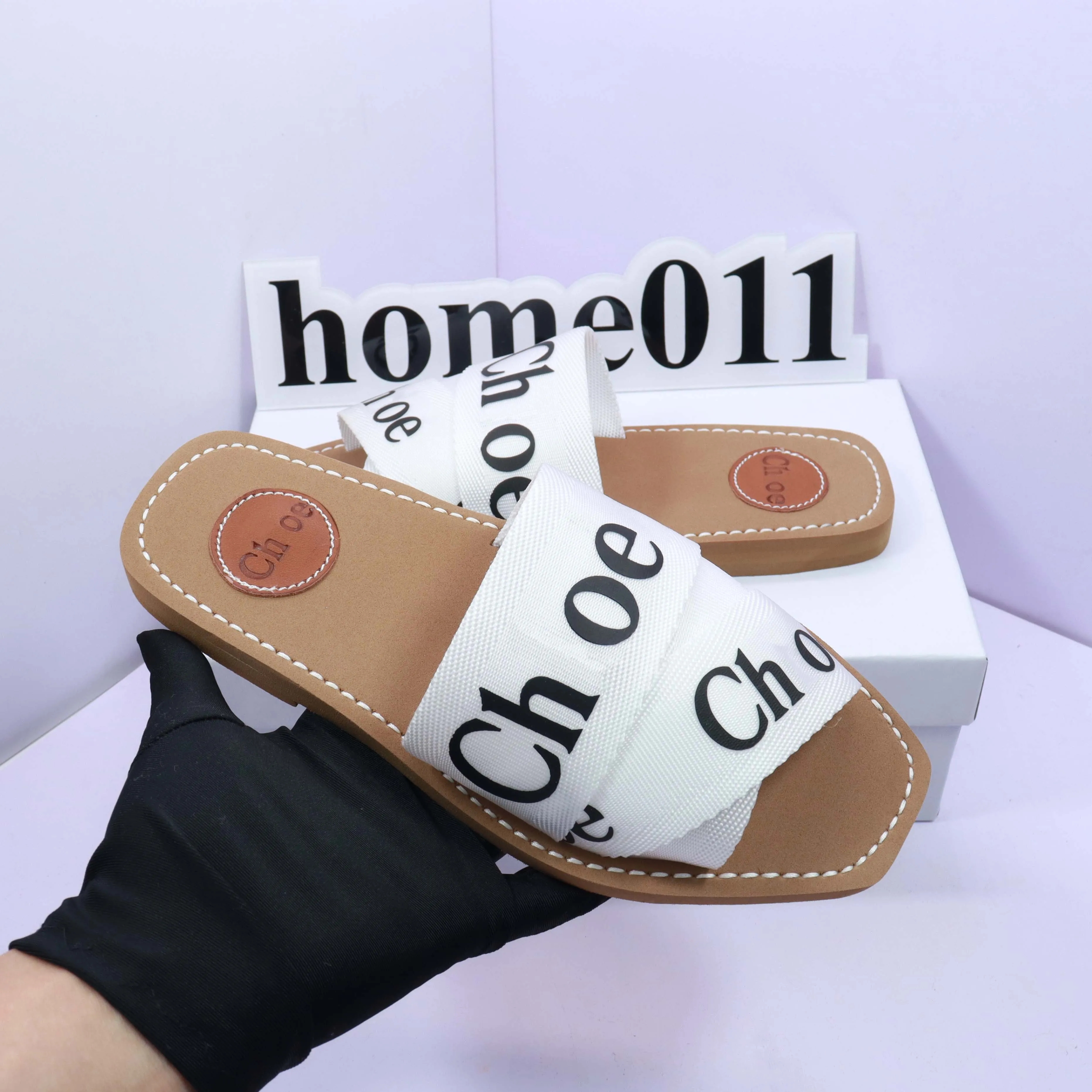 

Luxury Fahsion Deisgner Womens Sandals Woody Mules Brand Slipper Slide Sandal Lady Lettering Fabric Outdoor Leather Sole Slides Flip Flops 35-41, Black
