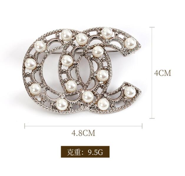 

20style Brand Designer C Double Letter Brooches Women Men Couples Luxury Crystal Pearl Brooch Suit Laple Metal Fashion Jewelry Accessories Gift