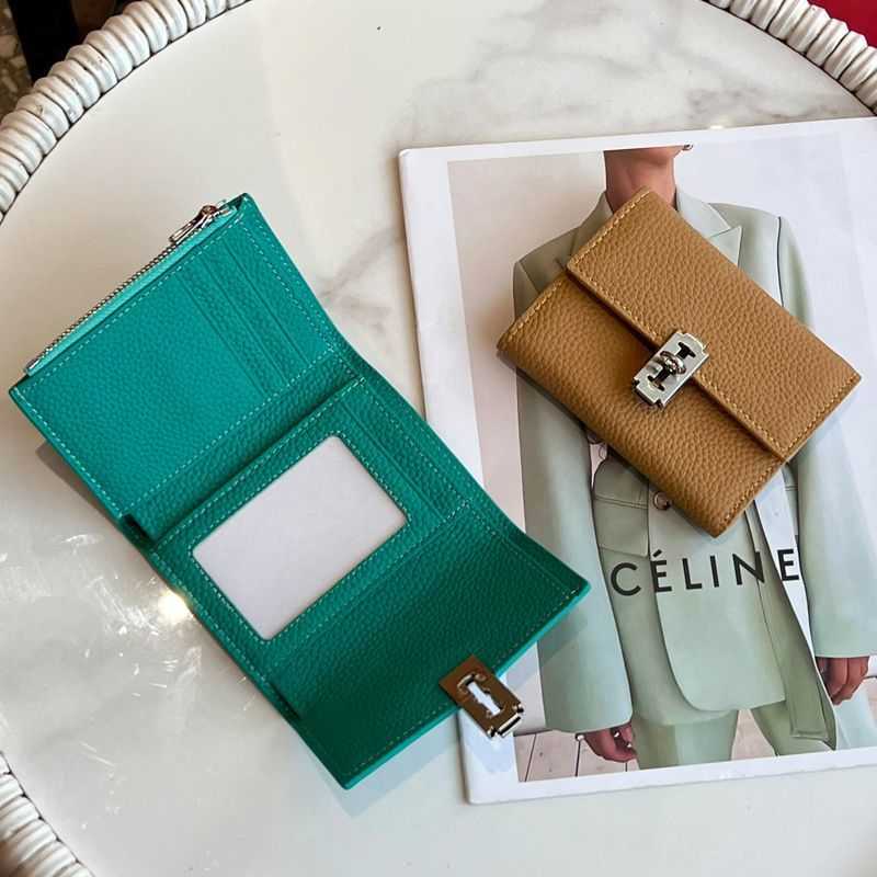 

Brand Designer Change Purse Card pack Handbag Wallet Women's Short 2023 New Leather Original Lock Thin Simple Popular Light Brand Wallet Factory Direct Sale, Peacock blue