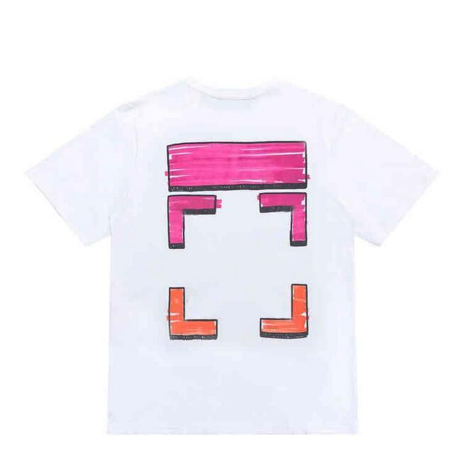 

Summer Fashion Brand White Black Mens t Shirts Ow Religious Oil Painting Direct Spray Arrow Tshirts Hip Hop Short Sleeve Loose Men Tops Tees Women Large Fat T-shirt PS3E, 21