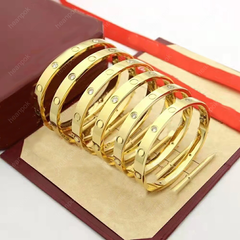 

Love Bracelet Designer Bangle Women Men Titanium Bangles Gold Silver Rose Cuff Bracelets Luxury Jewelry 17cm 20cm 21cm