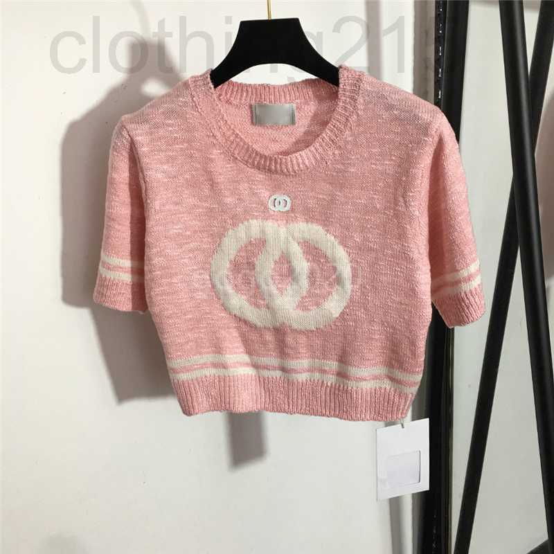 

Women's T-Shirt Designer 2022 women's summer knit tee designer tops with letter pattern milan runway cotton crop top t-shirt clothing high end elasticity S6TJ, Purple