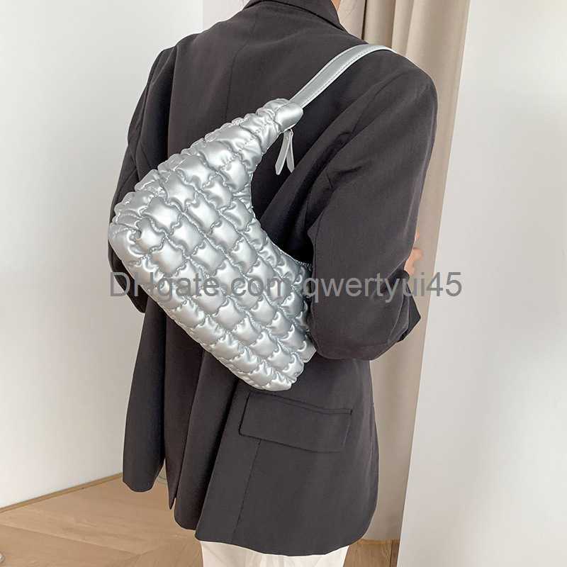 

Totes Fashion Plaid Dumplings Shoulder Bag Women's Pillow Underarm Bag Soft Pu Leather Ladies Handbags Winter Top Handle Purses 021323H, White