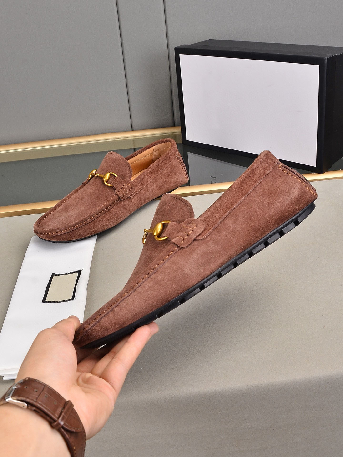 

Brand New Mens Loafers Dress Shoes Soft Suede Leather Bean Gommino Driving Outdoor Casual Shoe Big Size 38-47, With brand logo 1308220