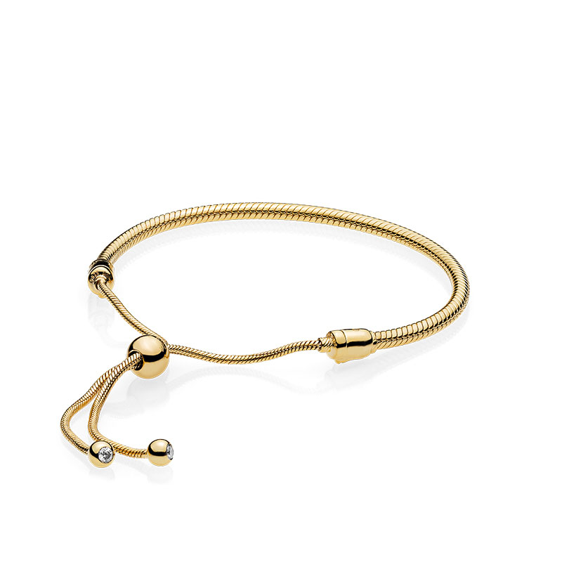 

Yellow Gold plated Snake Chain Slider designer Bracelets for Pandora 925 Sterling Silver Wedding Jewelry For Women Girlfriend Gift Charm Bracelet with Original Box