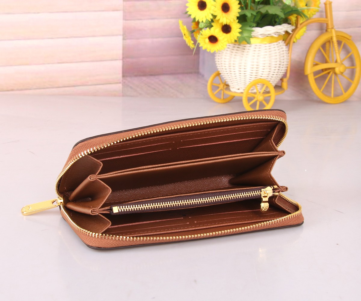 

Fashion Black empreinte women long wallet clutch lady ladies pu leather single zipper wallets classical corn purse card holder 60017, Brown flower--60017