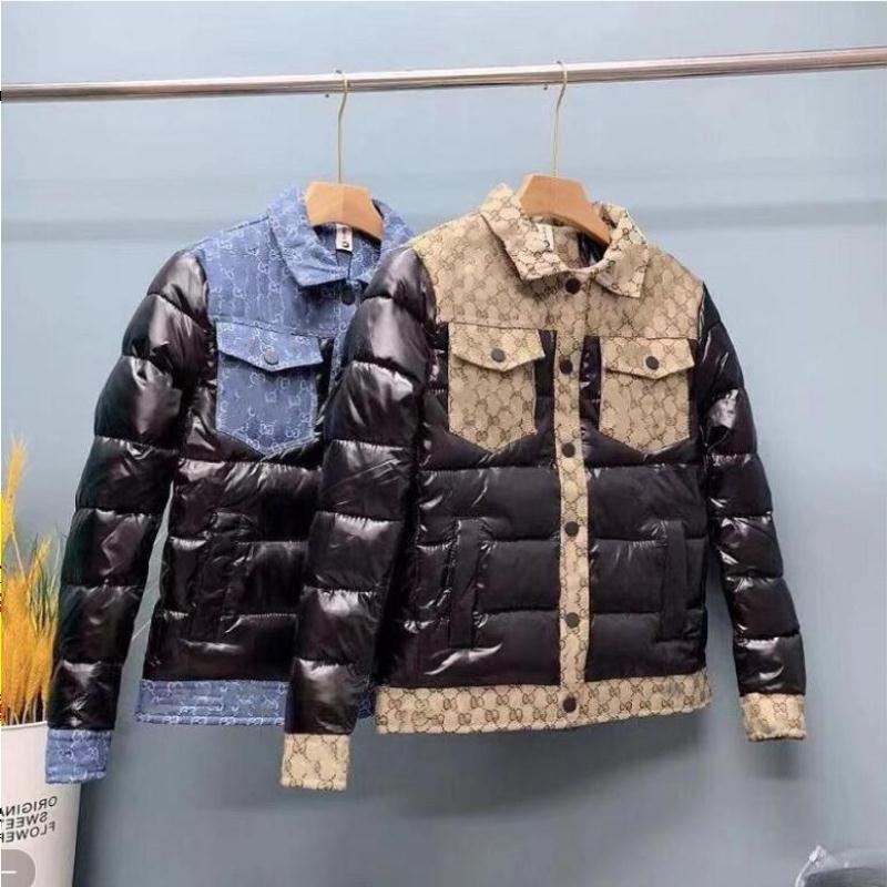 

New Men's Down Jacket Winter Loose Coat Thicken Warm Cotton-Padded Jacket Ins Printed Hooded Bread Jackets Outwear Large Size Tops Pvqx, 01