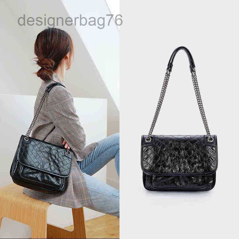 

Chain Hands outlet Handbag Paris Designer Brand Fashion Tassel Shoulder Bag Siant Lourent Manhattan Niki Women's Trendy Leather Retro Versatile Lady FA6E, Black large size