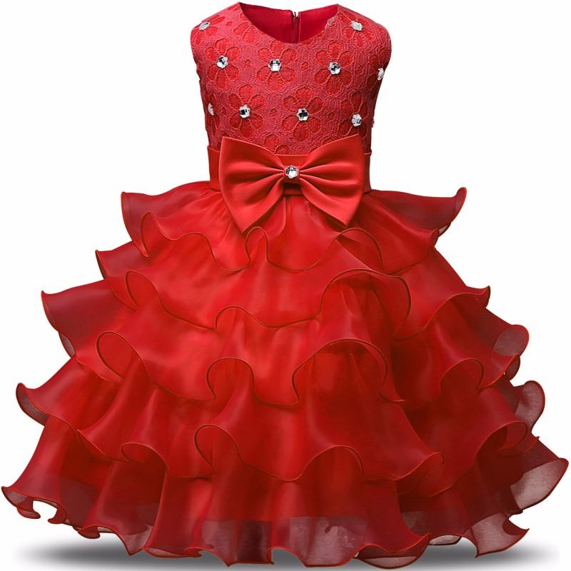 

9 colors Retail flower girl dresses little girls pageant dresses Children Fashion Bow diamond Formal Gown Ball princess dress Kids Clothes, Red