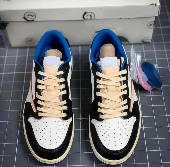 

2023 Shoes Travis Scotts X Fragment Design OG 1S Low Mens Basketball Luxury Designer Jumpman 1 Military Blue Womens Sneakers S16, #3