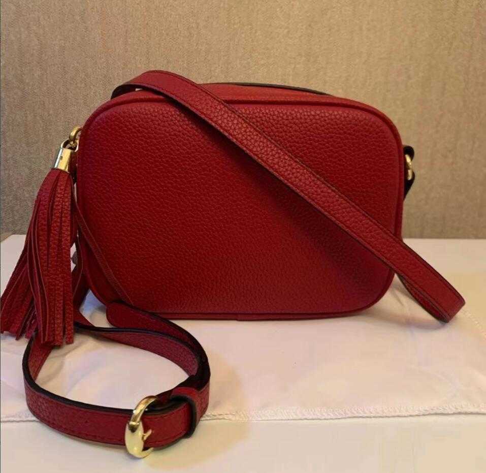 

Luxury womens zipper leather crossbody bags tassel fashion black red women designer handbags purses soho disco bag wallets small shoulder Bag 6 colors, White