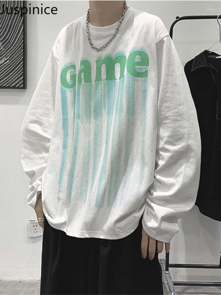 

Men' T Shirts Juspinice Fashion Graffiti Letter Hip Hop Trendy Man T-shirt Oversize Quality Long Sleeve Round Neck Casual All-match Male, Black