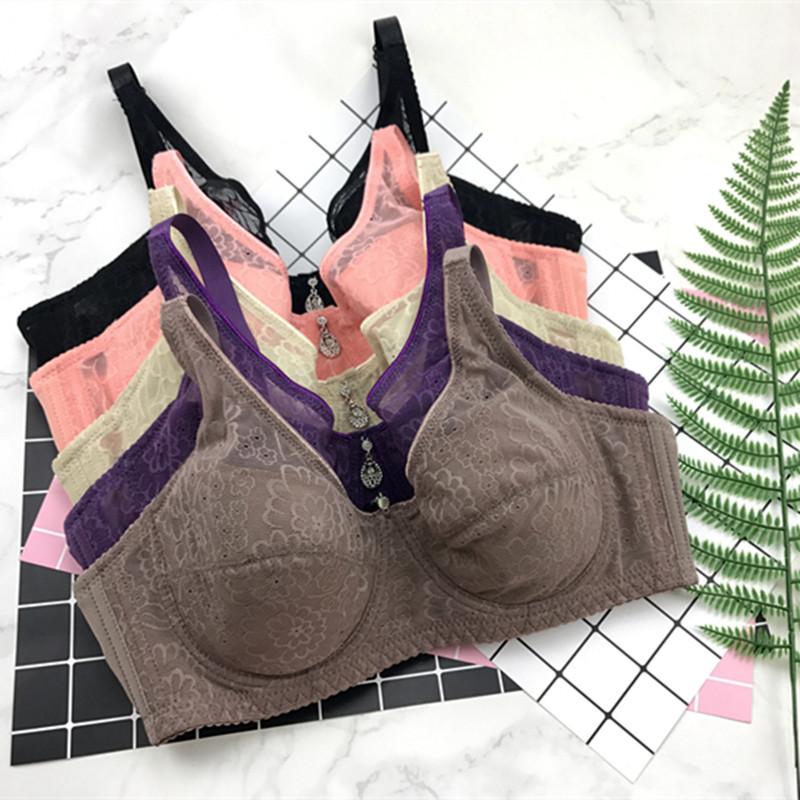 

Bras Lace Big Cup 80-42CDE Sponge Sweat Breathable Bra Side Collection Vice Full Cover BraBras, Purple