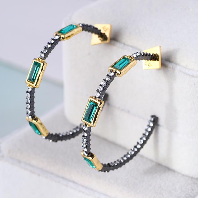 

Stud Earrings Fashionable European And American Retro Emerald C-shaped Ring